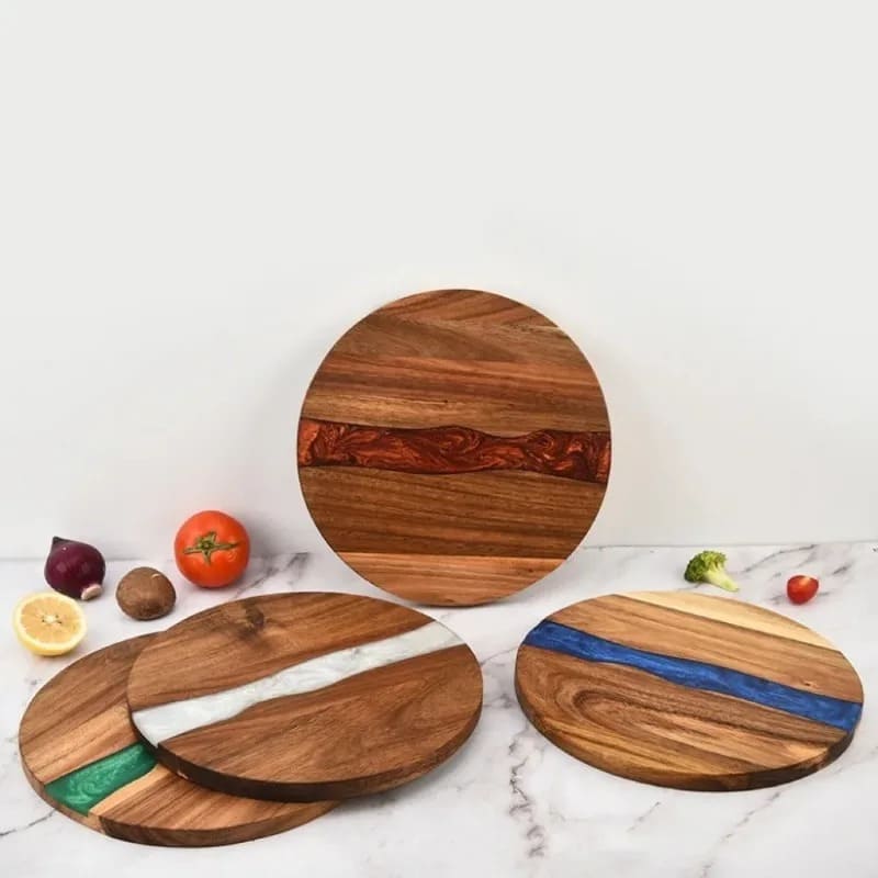 Planche a Decouper Resine Epoxy Bois Ronde