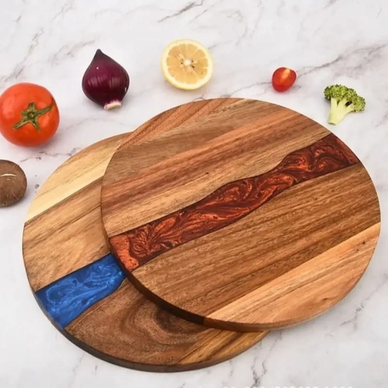 Planche a Decouper bois Resine Epoxy Ronde