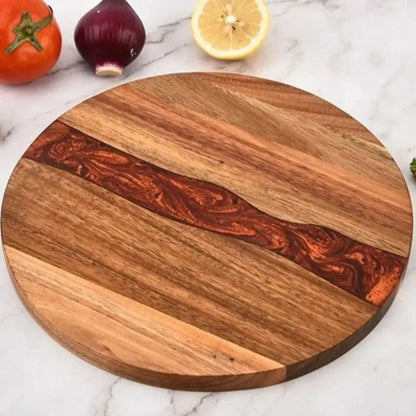 Planche a Decouper Resine Epoxy Ronde Bois