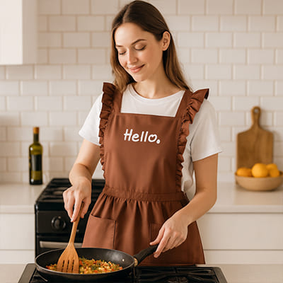 Tablier de Cuisine Femme Vintage marron chic