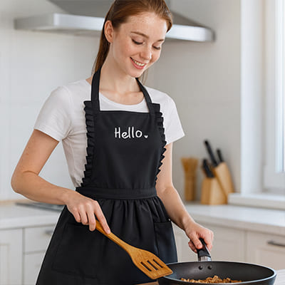 Tablier de Cuisine Femme Vintage noir